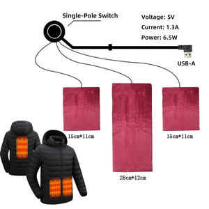 Coussin chauffant électrique en gros 5V/1.3A Film chauffant infrarouge en fibre de carbone Élément chauffant USB lavable pour gilet de vêtements d'extérieur - Product Image 1