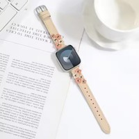 Fashion baru kulit asli wanita bunga gelang jam untuk IWatch tali gelang jam tangan untuk Apple Seri 6 5 4 3 2 1 jam tangan pintar