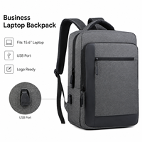 Sac à dos pour ordinateur portable professionnel 15,6 pouces pour homme, sac à dos de voyage étanche, sac à dos étudiant avec port USB et logo personnalisé pour le travail de bureau