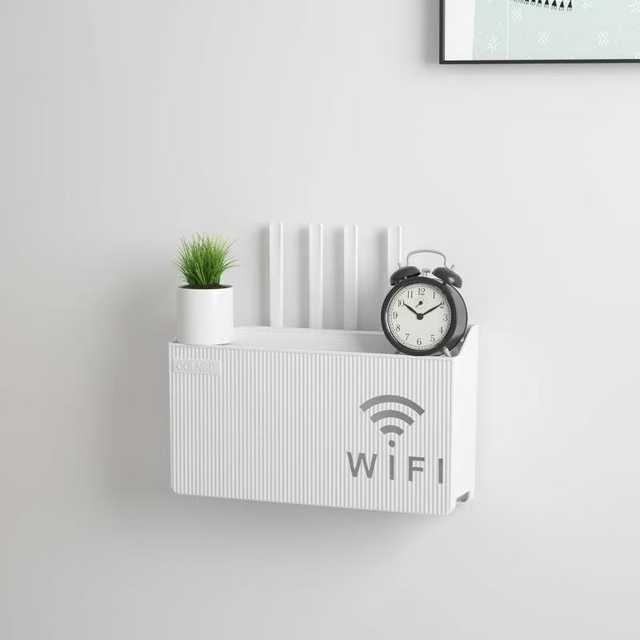 Wall Mounted PP Plastic Storage Box Shelf Cable Power Bracket Organizer Living Room Bathroom Household Bag