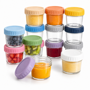 Bocaux de Conservation en Verre pour Aliments Bébé, 20ml 4oz, Sans BPA, avec Échelle de Mesure, Couvercles Colorés Anti-Fuite, Contenants Réutilisables pour 0-12 <span class=keywords><strong>Mois</strong></span> - Product Image 1
