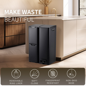 <span class=keywords><strong>Poubelle</strong></span> de recyclage multi-usage 60L avec 3 compartiments, comprenant une <span class=keywords><strong>poubelle</strong></span> à pression supérieure 13L, une <span class=keywords><strong>poubelle</strong></span> coulissante 17L et une <span class=keywords><strong>poubelle</strong></span> à pédale 30L - Product Image 1