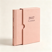Agenda 2027 A5 en cuir PU, avec pochette, couverture rigide, journal mensuel et hebdomadaire, agenda personnalisé pour cadeau
