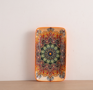 Bohemian Mandala Floral Ceramic <b>Dinnerware</b> <b>Set</b>, Customizable, Orange Decal Plates Bowls Mugs for Wholesale - Product Image 4