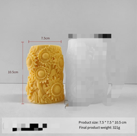 Moules à bougie pilier tournesol 3D Moule à cire en silicone réutilisable pour gâteaux cylindriques à fleurs faits à la main