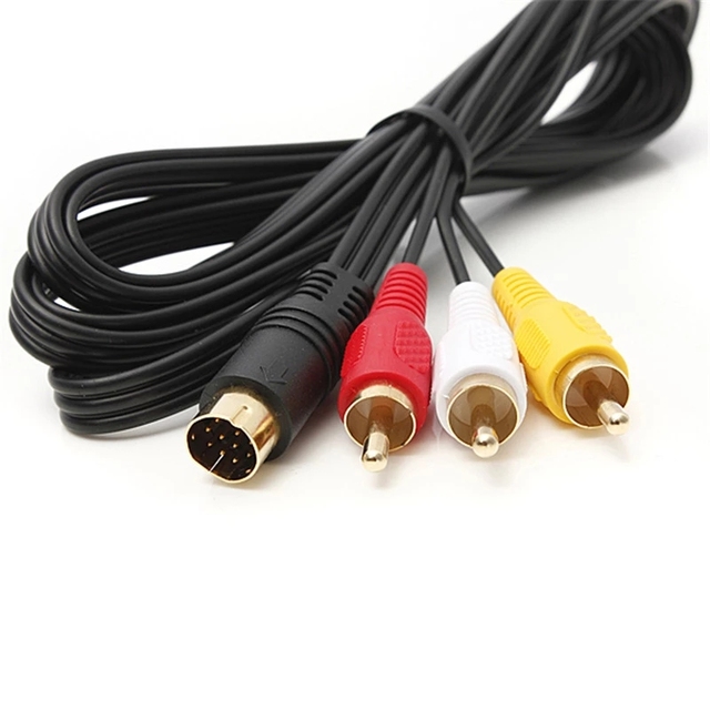 10-Pin 1.8M Braid Shielded Sega Saturn AV Cable with RCA Connectors for A/V Data Transit-Joyway Brand