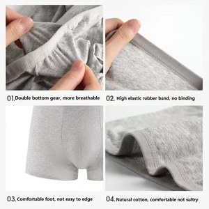 Sous-vêtement boxer gris pour hommes, jetable et imprimé de logo personnalisé, tissu respirant, toutes tailles, logo de taille à emballer de manière indépendante. - Product Image 4