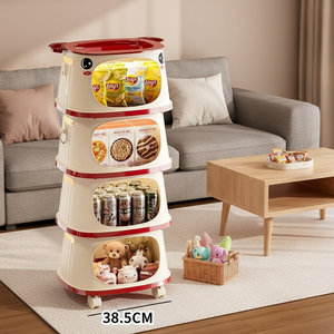 Cute 4 Layer Plastic Storage Rack Organizer Removable with <strong>Wheels</strong> Household Container Basket for Kitchen Bedroom Living Room - Product Image 2