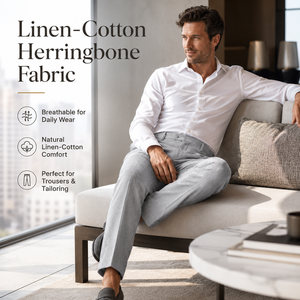 Tela de Algodón y Lino para Confección de Ropa, Personalización al por Mayor, Tela de Mezcla de Algodón y Lino, 170 g/m², Pantalones, Ropa para Hombre, Nigeria - Product Image 4