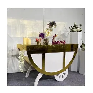 High Quality Assembled Wedding Supplier White Acrylic Bar Candy Cart For Kids Birthday Party Decor Wedding Party Decoration