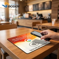 Tarjeta de Reseña de Redes Sociales de Acrílico de 120*120 mm, Etiqueta NFC para Mesa, Impresión Personalizada, Disponible en Stock