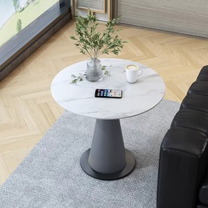 Mesa de Centro Moderna Minimalista de Lujo Ecológica de Piedra Sinterizada para Sala de Estar, con Aspecto de Mármol y Base de Metal - Product Image 1