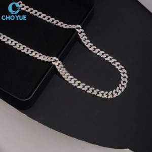 Gift Factory Wholesale Custom 925 Sterling Silver VVS <b>D</b> Moissanite Inlaid Cuban Chain Silver <b>Necklace</b> - Product Image 4