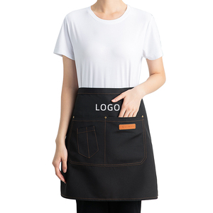 Tùy Chỉnh Màu Đen Polyester Không Thấm Nước BBQ Nhà Bếp Salon Tên Tạp Dề Hàn Quốc Nhà Hàng Đồng Phục Nửa Chiều Dài Tạp Dề Với Biểu Tượng Tùy Chỉnh - Product Image 1