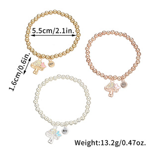Bracelet élastique mignon en alliage avec pendentif champignon, perles, cadeau de bijoux doux pour maman, fille, meilleure amie - Product Image 6