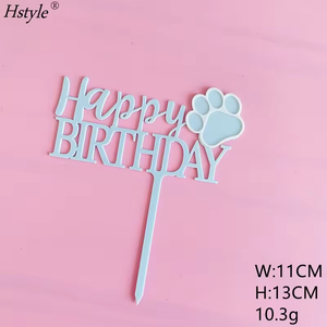Topper de gâteau d'anniversaire Hstyle avec patte de chien pour Let's Pawty Thème Enfants Garçons Filles Anniversaire Chiot Chien Os Gâteau Pick Décorations - Product Image 2