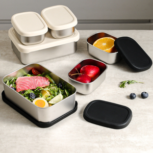 New 304 Stainless Steel Snack <b>Lunch</b> <b>Box</b> <b>Metal</b> Food Storage Container OEM Food Grade Silicone Portable <b>Lunch</b> <b>Box</b> - Product Image 5