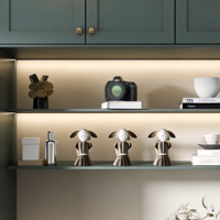 Ensemble moderne intégré chambre et bureau à domicile avec lit, bureau, étagères LED et armoire pleine hauteur – Mobilier multifonctionnel sur mesure