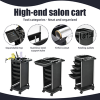Chariot de Barbier Durable Professionnel, Chariot de Coiffure Multi-niveaux à Roulettes, Organisateur de Rangement pour Équipement de Salon de Beauté