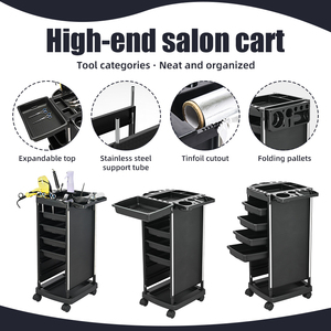Chariot de Barbier Durable <span class=keywords><strong>Professionnel</strong></span>, Chariot de <span class=keywords><strong>Coiffure</strong></span> Multi-niveaux à Roulettes, Organisateur de Rangement pour Équipement de Salon de Beauté - Product Image 6
