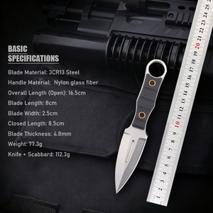 سكين ثابت من الفولاذ 3Cr13 عالي الصلابة حاد للاستخدام التكتيكي والصيد والبقاء على قيد الحياة والتخييم مع غمد K من EMHTiii - Product Image 6
