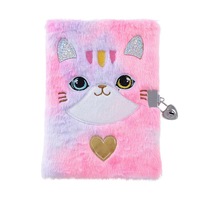 Venta al por mayor de cuaderno de felpa de unicornio, diario de dibujos animados de tapa dura con cerradura para niñas, diario para niños, libro para la escuela