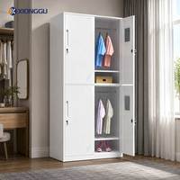 Armoire métallique à quatre portes, casier à vêtements en acier, rangement de chambre, penderie avec tringle de suspension pour dortoir scolaire
