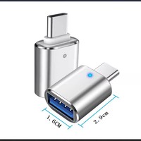 Cantell 2026 Adaptor OTG LED Tipe-C Baru, Konverter USB Tipe C Jantan ke USB Betina, Adaptor USB3.0, Adaptor Pengisian Daya Tipe C