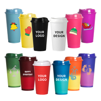 Gobelet en plastique magique à changement de couleur réutilisable avec paille