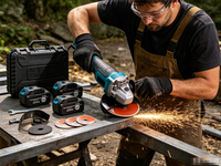 Meuleuse d'angle sans fil sans balais de 125 mm performante avec contrôle de vitesse rapide et maniabilité agile pour le meulage du bois
