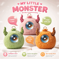 Porte-clés tendance Kawaii AI émotionnel, chantant, parlant et dansant, vert, à une seule oreille, cornu, boule moelleuse, pour décoration de sac à dos, cadeau