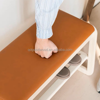 JIAMUJIA Étagère à chaussures en bois à double niveau et banc de rangement pour petit espace, salon, chambre, entrée, hôtel - Design contemporain