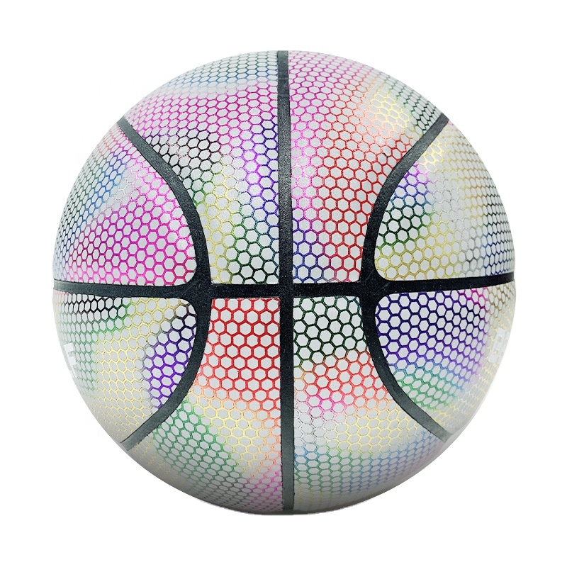 Индивидуальный светоотражающий Официальный Размер 7 гигроскопический голографический Радужный лазерный светящийся баскетбольный мяч из искусственной кожи