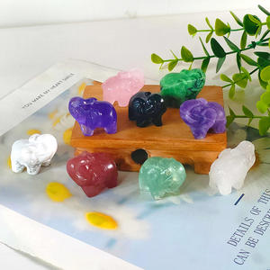 Venta al por mayor piedras curativas naturales piedras preciosas tallado de <span class=keywords><strong>animales</strong></span> elefante tallas de cristal de cuarzo - Product Image 4