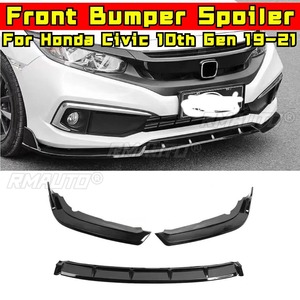 For Honda Civic 10th Gen 19-21 Car Front Bumper <b>Lip</b> Splitter Diffuser Spoiler Body Kit <b>Gloss</b> Black Bumper <b>Lip</b> Modification Part - Product Image 1