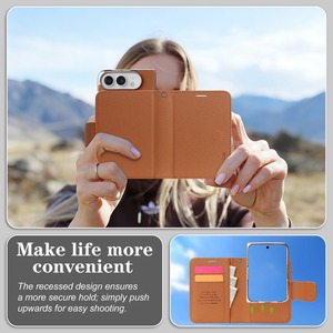 Étui portefeuille magnétique 2-en-1 détachable en cuir PU avec blocage RFID, fentes pour cartes et support pour téléphone pliable - Product Image 3