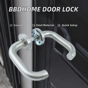 BBDHOME มือจับประตูแบบโค้งดีไซน์ทันสมัยสำหรับอาคารสำนักงาน ผลิตจากสแตนเลสซาตินแบบกลวง พร้อมชุดล็อคแบบฝัง ติดตั้งง่าย รับประกัน 1 ปี - Product Image 2