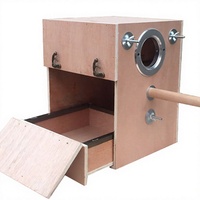 Tunnel de reproduction classique en bois pour perroquets, nid d'aviarium fait main, entrée à anneau métallique, perchoir, tiroir de nettoyage extractible, pour calopsites et conures