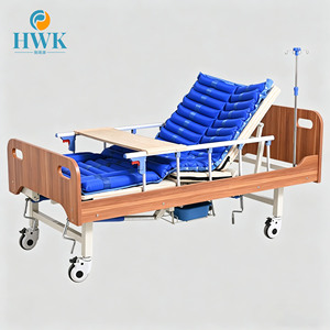 Cama de enfermería multifuncional semicurva manual con respaldo elevable, ajuste de piernas, mesa de comedor plegable y movimiento universal - Product Image 1