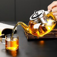 Théière en verre épaissi 400-1000ml résistant aux hautes températures en acier inoxydable filtre théière bouilloire domestique théière en verre