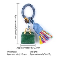 Porte-clés tressé fait main de luxe léger en pierre semi-précieuse naturelle, accessoire de voiture, pendentif en cristal d'agate, vente en gros