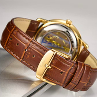 Montre automatique squelette style rétro doré GUIHUA, verre saphir, étanche 3 ATM, pour affaires et occasions formelles, personnalisable, moins de 110