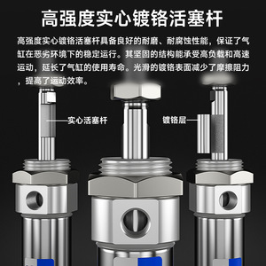 Mini Cilindro Neumático de Acero Inoxidable CM2B/CDM2B25*25/50/75/100/125/150/200/300Z, Pistón Neumático con Rodamiento, Núcleo de Motor - Product Image 5