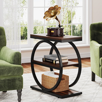 Table d'appoint en fer forgé de style américain, en bois massif, nouvelle table d'appoint pour canapé, table basse, table d'appoint de rangement pour salon