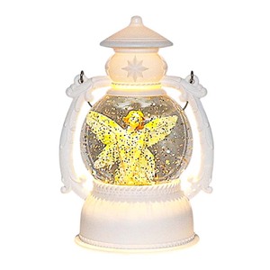 Noël boule à neige lanterne filature eau scintillante bonhomme de neige scène alimenté par batterie bonhomme de neige blanc/ange famille pour noël - Product Image 1