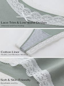 Tangas de encaje sexy para mujer, 90% algodón, sin costuras, de talle alto, sin visibilidad, <span class=keywords><strong>solo</strong></span> lavar a mano - Product Image 5