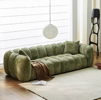 Sofás de Salón Color Calabaza, Estilo Francés Vintage Moderno Minimalista, Juego de Sofás en Tono Crema, Sofá Lineal para Apartamento