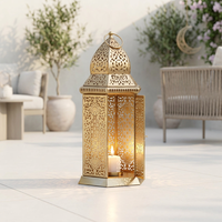 Lanterne à bougie marocaine en métal doré 2027, à poser sur table et à suspendre, décorations de la maison pour le Ramadan