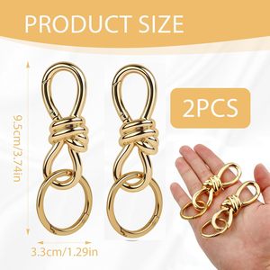 Twist Knot Clasp Bag Charm Keychain D Ring Keychain Heavy Duty Spring <b>Snap</b> <b>Hook</b> Fashion Accessory For Purse Backpack - Product Image 2