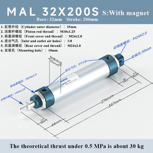 亚德客 MAL 系列铝合金双作用气动迷你气缸 MAL25X300-<span class=keywords><strong>CA</strong></span> 全新 XINDE 工业用 1 年保修 - Product Image 6